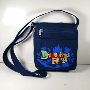 VTG Disneyland Resort Colorful Embroidery on Navy Blue Canvas Crossbody Purse